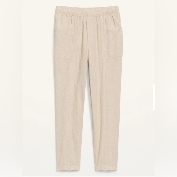 NWT! Flax Linen High-Waisted Cropped Linen-Blend Pants - Multiple Sizes - Picture 3 of 6
